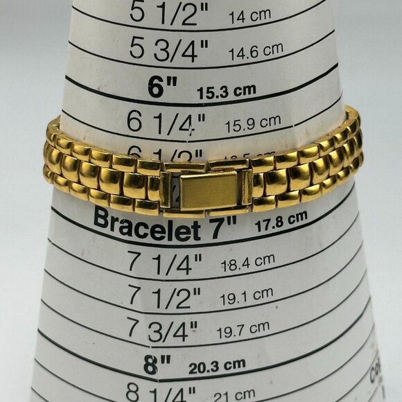 3/$30 Vintage Gitano Watch Women Gold Tone Black Dial Diamond Accent  7" - Picture 12 of 14